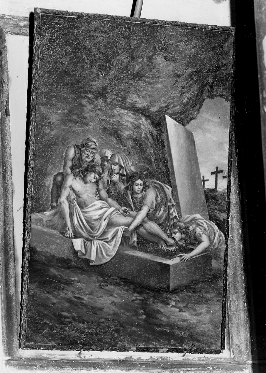 stazione XIV: Gesù deposto nel sepolcro, stazione XIV: Gesù deposto nel sepolcro (dipinto, elemento d'insieme) di Catalani Umberto (attribuito) (sec. XX)