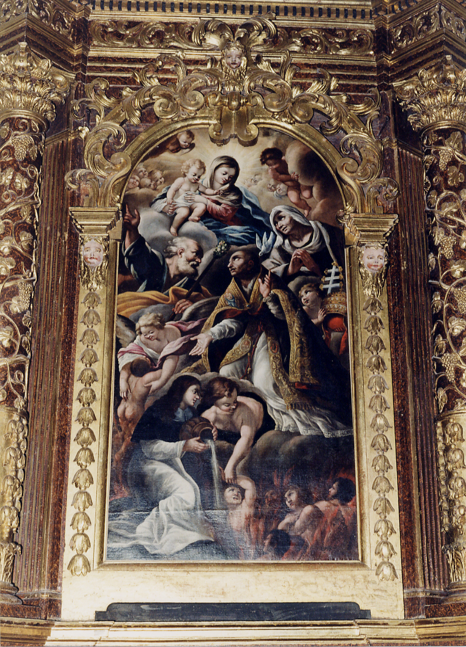 Madonna con Bambino, San Giuseppe, Sant'Anna, Santo Papa, Madonna con Bambino e Santi (dipinto, opera isolata) - ambito Italia centrale (sec. XVII)