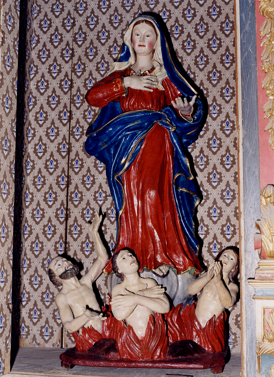 Madonna del Suffragio, Madonna che intercede per le anime del purgatorio (gruppo scultoreo, opera isolata) - bottega Italia centrale (sec. XVIII)