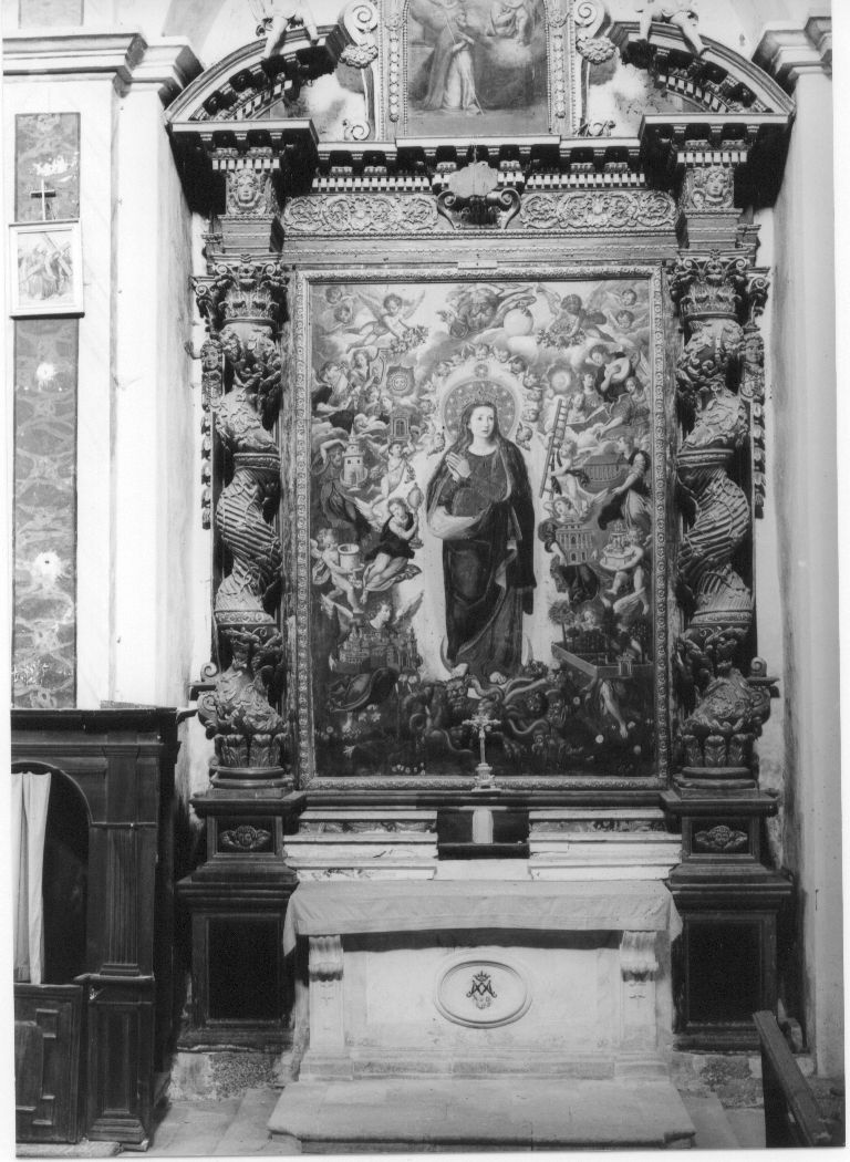 Madonna con simboli delle litanie lauretane, Madonna con simboli delle litanie lauretane (dipinto, opera isolata) - ambito Italia centrale (sec. XVII)