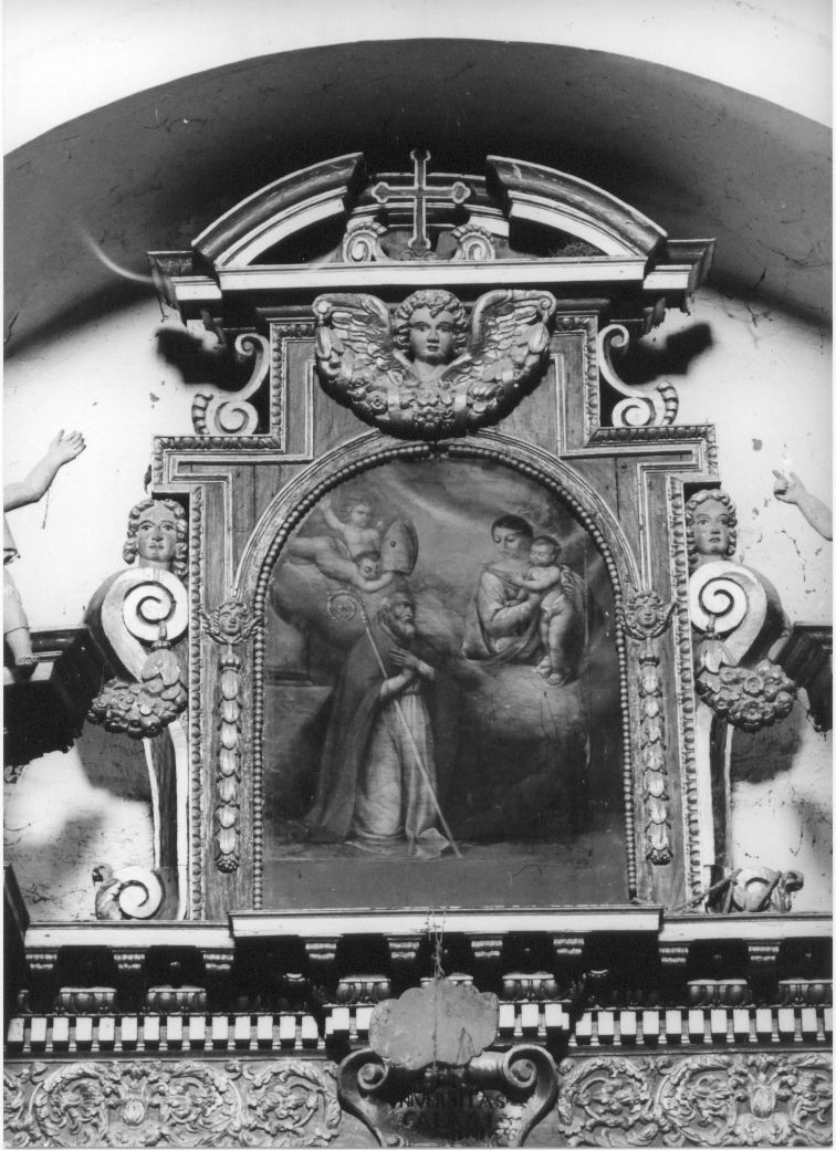 Madonna con Bambino e Santo vescovo, Madonna con Bambino e Santo vescovo (dipinto, opera isolata) - ambito Italia centrale (sec. XVII)