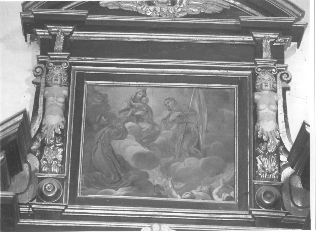 Madonna del Suffragio con Bambino tra San Francesco e San Giovanni da Capestrano, Madonna che intercede per le anime del purgatorio e santi (dipinto, opera isolata) - ambito Italia centrale (sec. XVII)