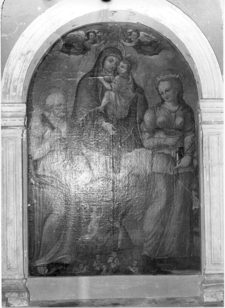 Madonna del Carmelo, San Pietro e Santa Lucia, Madonna del Carmelo e santi (dipinto, opera isolata) - ambito Italia centrale (sec. XVI)