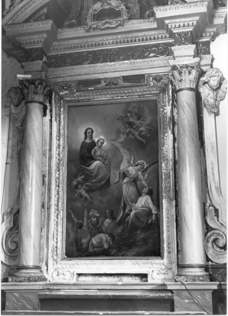 Madonna del Carmine e angelo che libera le anime del Purgatorio (dipinto) di Catalani Umberto (sec. XX)