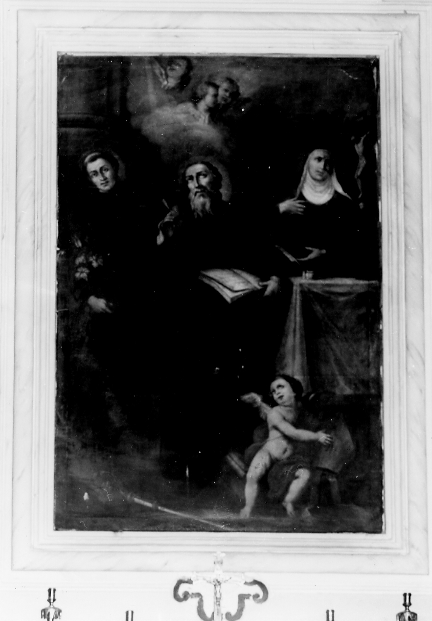 SANT'AGOSTINO VESCOVO, SANTA RITA E SANT'ANTONIO DA PADOVA (dipinto) - ambito Italia centrale (sec. XVIII)