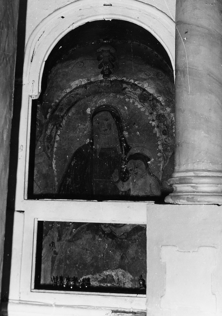 MADONNA CON BAMBINO SAN FRANCESCO E SANTO (dipinto) - ambito Italia centrale (sec. XVI)