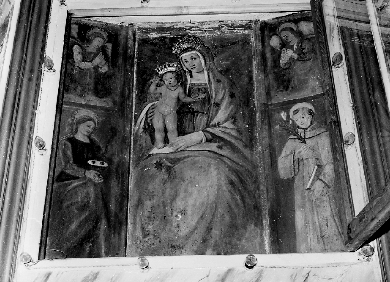 MADONNA CON BAMBINO CON SANT'ANTONIO, SANTA LUCIA E ANGELI (pala d'altare) di Cesura Pompeo (terzo quarto sec. XVI)