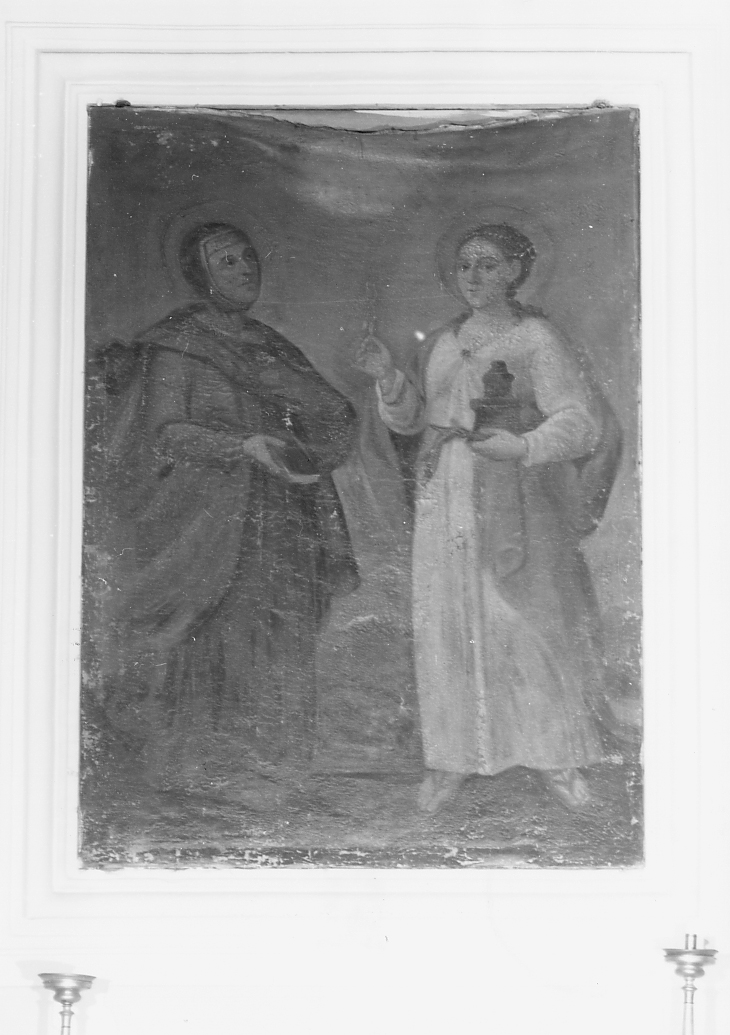 SANTA BARBARA E SANTA (pala d'altare, opera isolata) - ambito Italia centrale (sec. XVII)