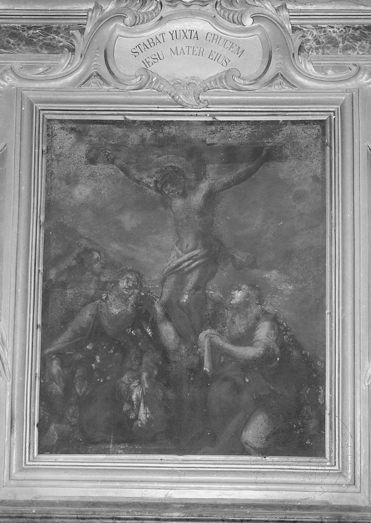 CROCIFISSIONE DI CRISTO CON LA MADONNA E SANTA MARIA MADDALENA (pala d'altare) - ambito Italia centrale (sec. XVIII)