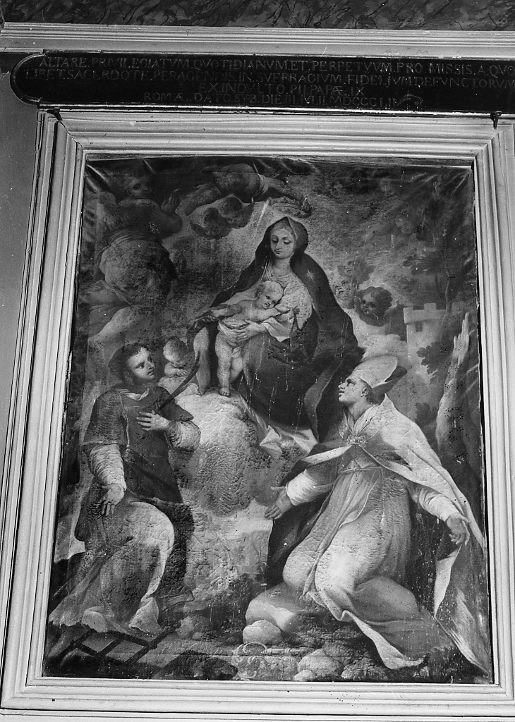 MADONNA DEL CARMELO CON SAN LORENZO E SANT'EMIDIO (dipinto, opera isolata) - ambito Italia centrale (terzo quarto sec. XIX)