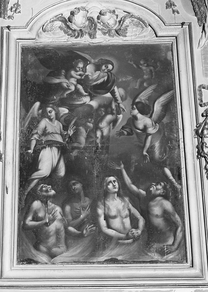 Madonna che intercede per le anime del purgatorio (dipinto, opera isolata) - ambito Italia centrale (sec. XVIII)