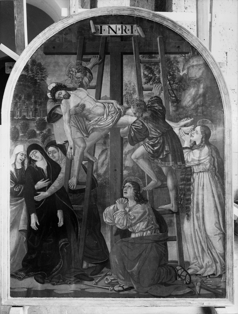 Cristo deposto dalla croce, Cristo deposto dalla croce (dipinto, opera isolata) di Francesco di Paolo da Montereale (attribuito) (sec. XVI)