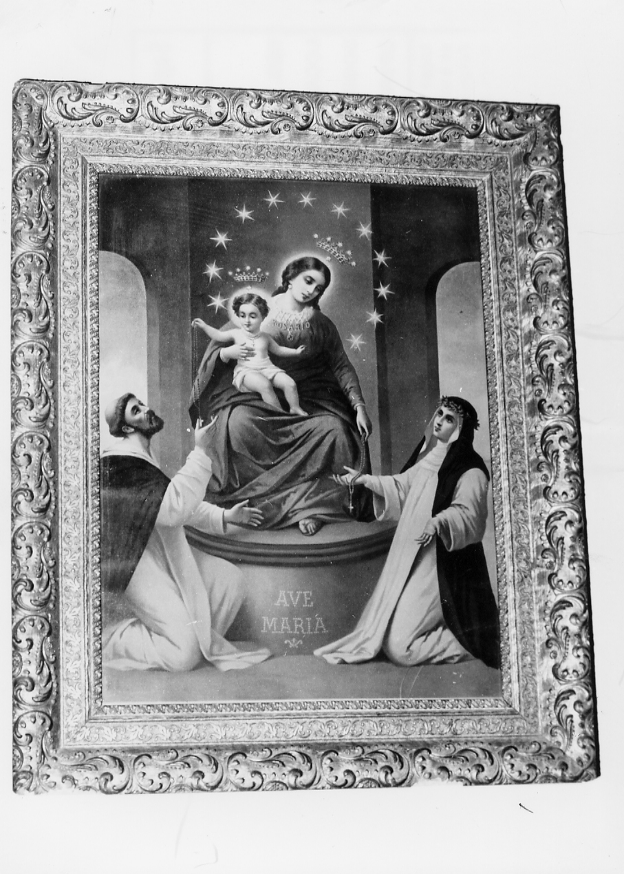 MADONNA DI POMPEI, MADONNA DEL ROSARIO CON SAN DOMENICO E SANTA CATERINA DA SIENA (dipinto) - ambito Italia centrale (prima metà sec. XX)