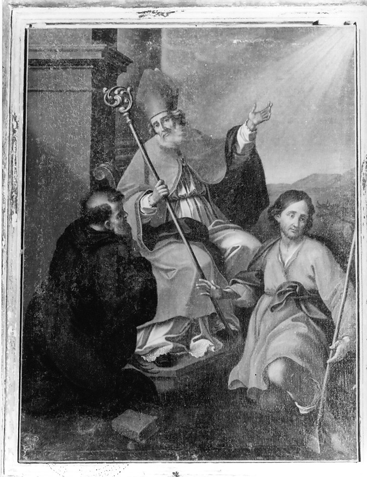 Santo Vescovo con S. Isidoro e Santo monaco (dipinto) - ambito Italia centrale (sec. XVIII)