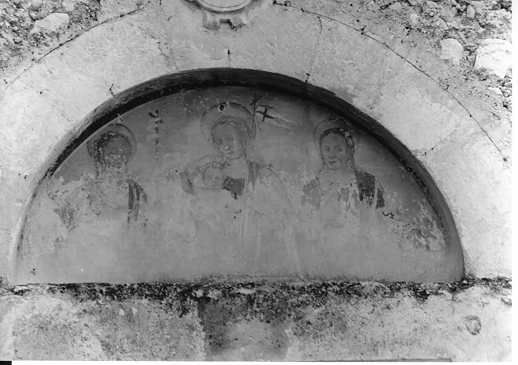 Madonna con Bambino tra San Giovanni Battista e Santo (dipinto) - ambito Italia centrale (sec. XVI)