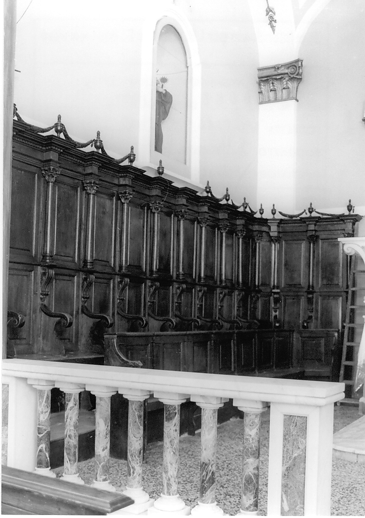 elementi architettonici con motivi decorativi a volute (stalli del coro, opera isolata) - ambito Italia centrale (sec. XIX)