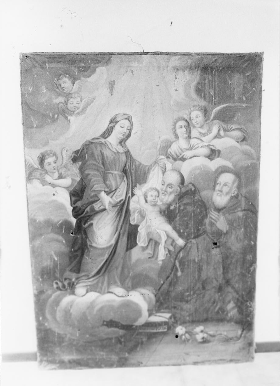 Madonna con Bambino e francescani (dipinto, opera isolata) di Ricciardo Gaetano (attribuito) (sec. XVIII)