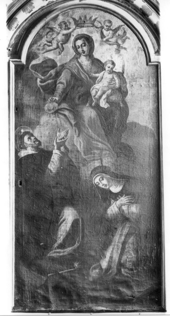 Madonna del Rosario con Santa Caterina e San Domenico (pala d'altare, opera isolata) - ambito abruzzese (sec. XVI)