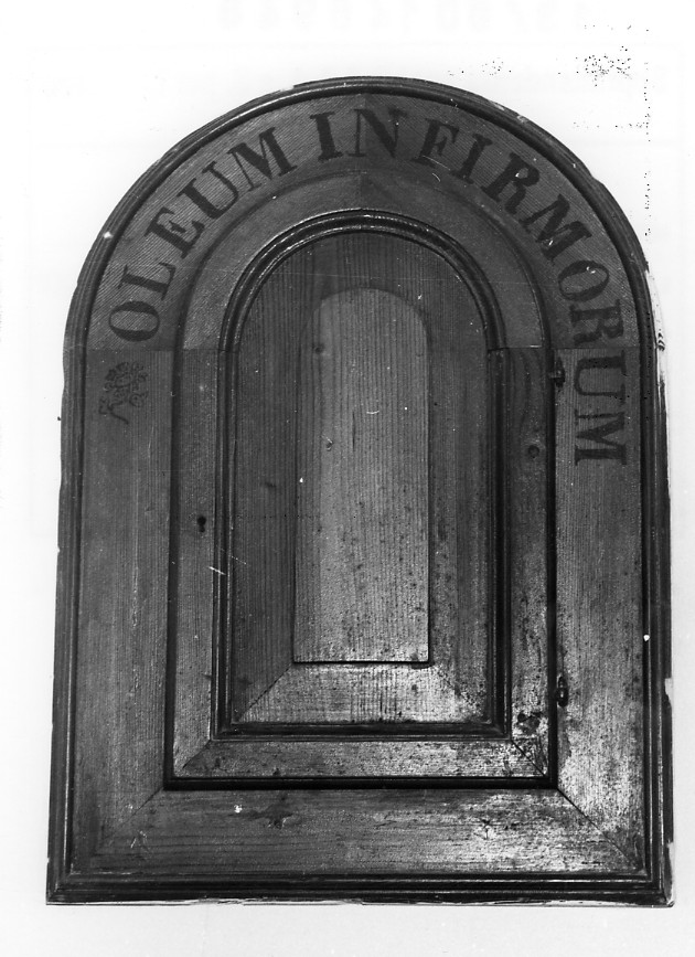 anta di armadietto per oli santi, opera isolata - ambito Italia centrale (seconda metà sec. XIX)