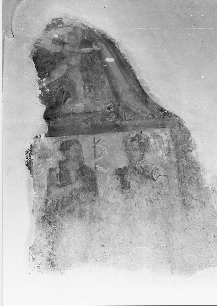 Angelo con San Giovanni Battista e Santo (dipinto, frammento) - ambito abruzzese (sec. XVI)