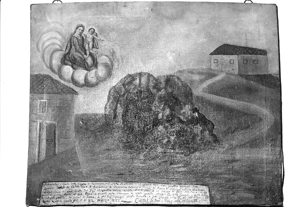 Madonna delle Grazie, Madonna con personaggi che implorano il suo aiuto (dipinto, opera isolata) - ambito abruzzese (seconda metà sec. XIX)