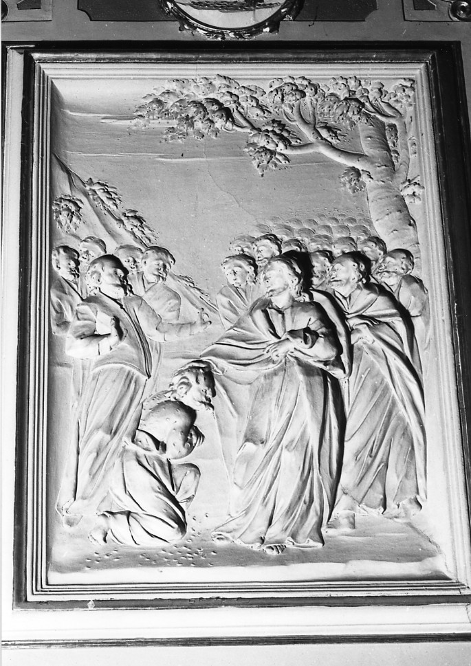 Cristo guarisce il lebbroso (formella) - ambito abruzzese (seconda metà sec. XVIII)