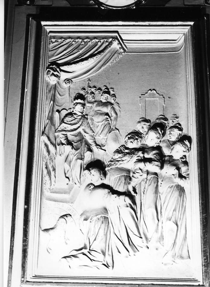 Ester sviene dinanzi a Assuero (formella) - ambito abruzzese (seconda metà sec. XVIII)