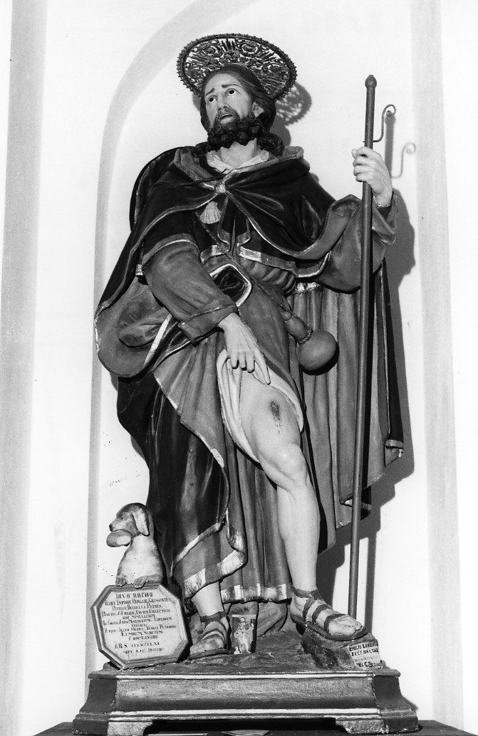 San Rocco e targa con iscrizione (statua, opera isolata) di Labbate Emilio (sec. XIX)