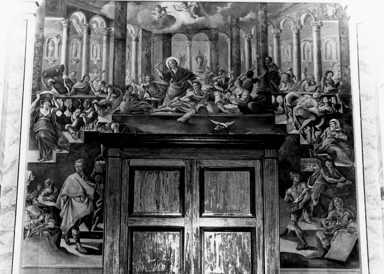 Cristo caccia i mercanti dal tempio (dipinto) di Teodoro Donato (attribuito) (sec. XVIII)