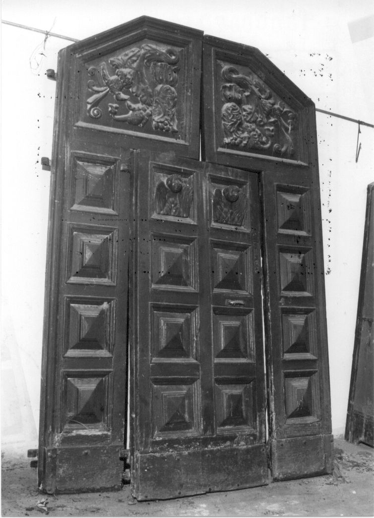motivi decorativi geometrici e vegetali con cherubini (porta, opera isolata) - ambito Italia centrale (prima metà sec. XX)