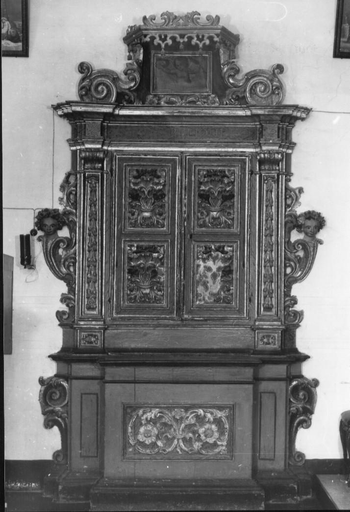 motivi architettonici e geometrici con volute vegetali, festoni floreali con figure (reliquiario, serie) di Cefalo Tommaso - ambito abruzzese (sec. XVIII)