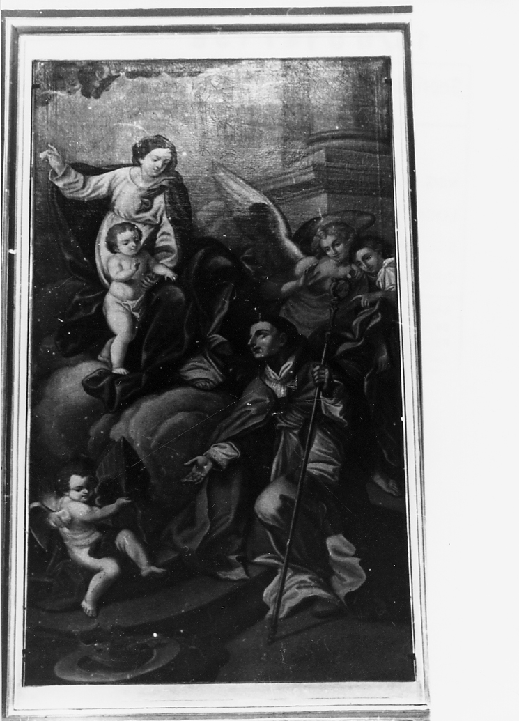 San Ludovico di Tolosa in preghiera davanti alla Madonna con Bambino (dipinto, opera isolata) di Ranieri Niccolò (attribuito) (sec. XVIII)