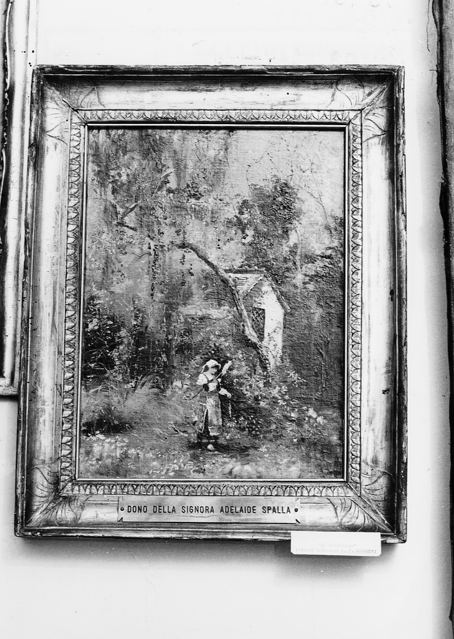 La pastorella, figura femminile con paesaggio (dipinto, opera isolata) di Michetti Francesco Paolo (attribuito) (fine/inizio secc. XIX/ XX)