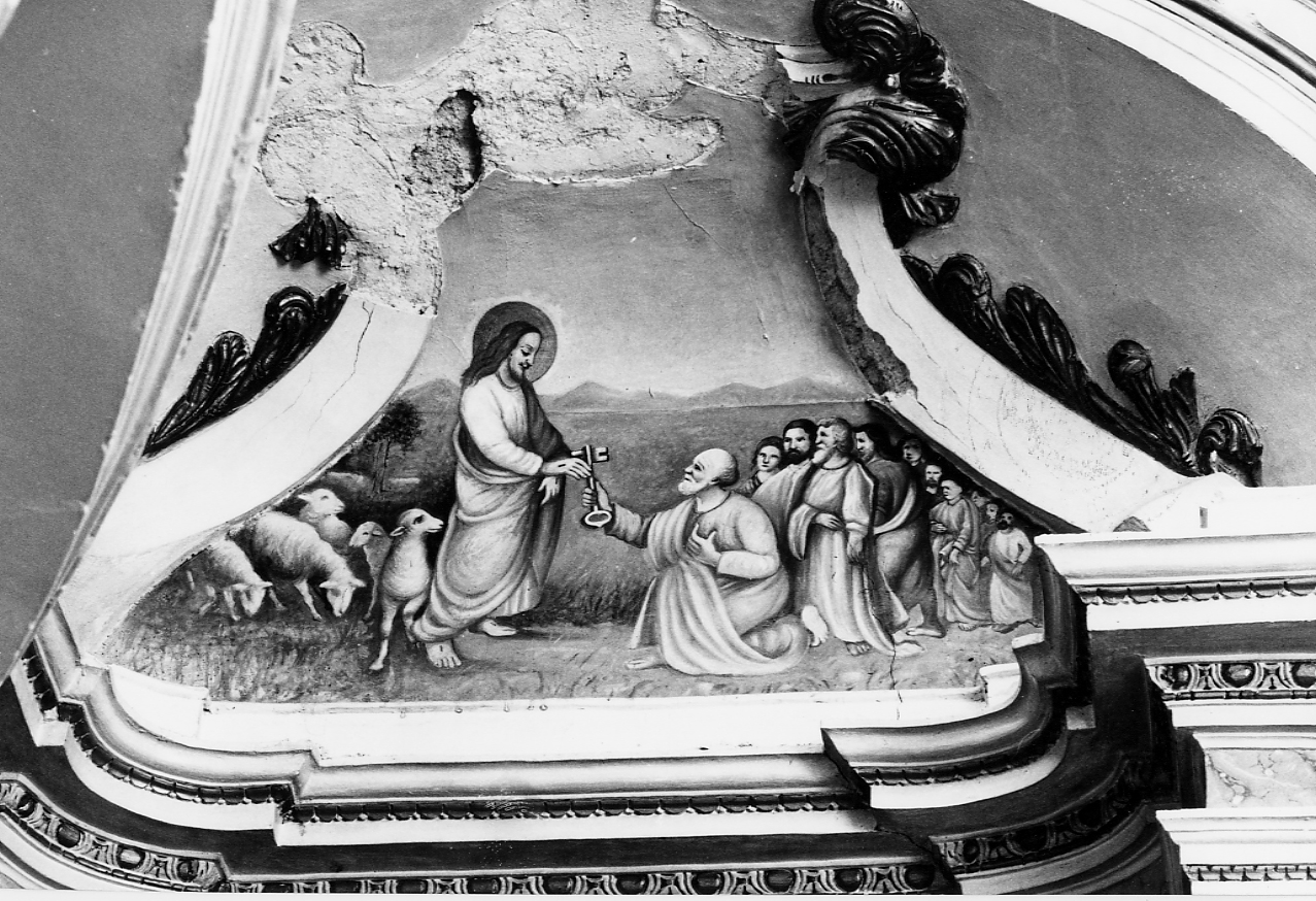 Cristo affida le chiavi a San Pietro (dipinto, opera isolata) di Napoleoni Cesare (attribuito) (prima metà sec. XX)