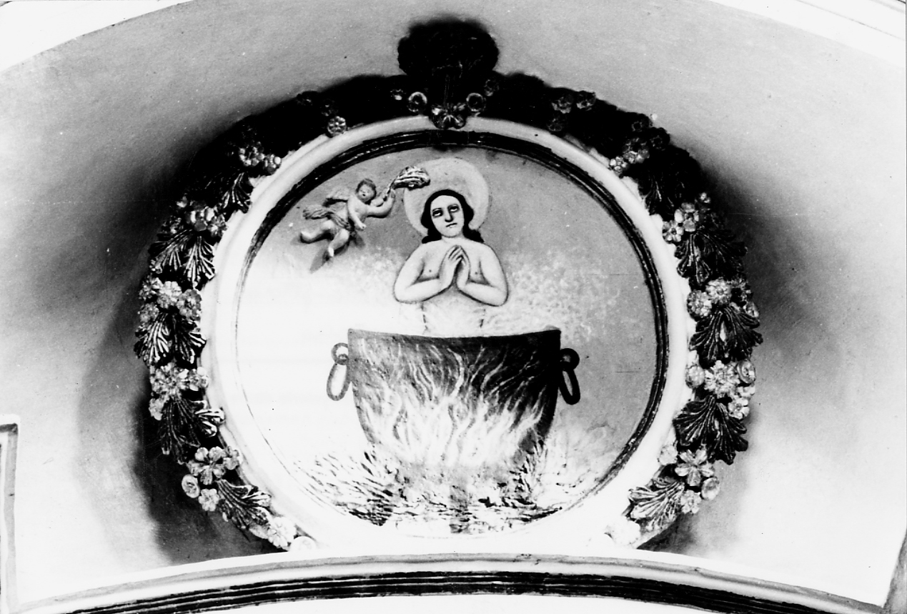 miracolo di San Bonifacio, medaglione con motivo decorativo e ghirlanda (decorazione plastico-pittorica, opera isolata) - ambito Italia centrale (sec. XIX)