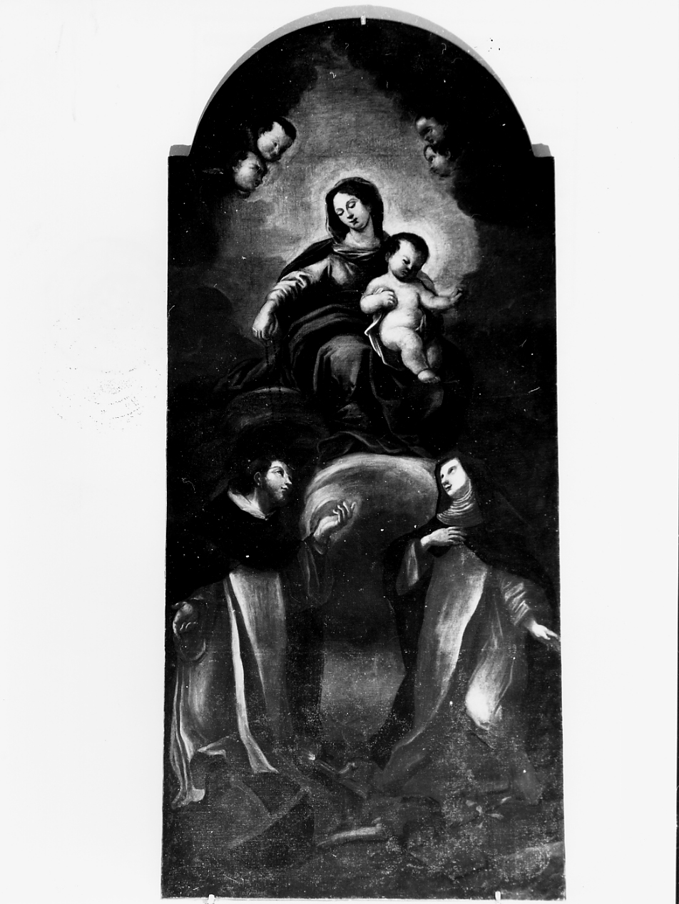 Madonna del Rosario, San Domenico e Santa Caterina (dipinto) - ambito Italia centrale (sec. XVII)