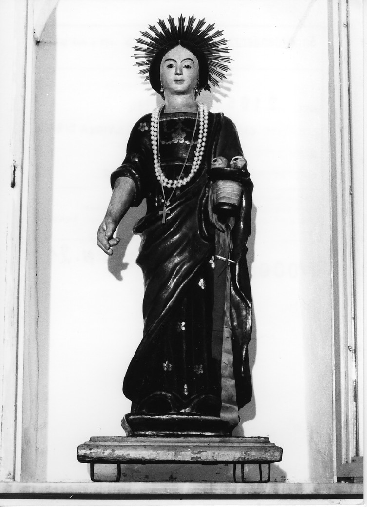 Santa Lucia con i simboli del martirio (statuetta, opera isolata) - ambito Italia centrale (fine/inizio secc. XVI/ XVII)