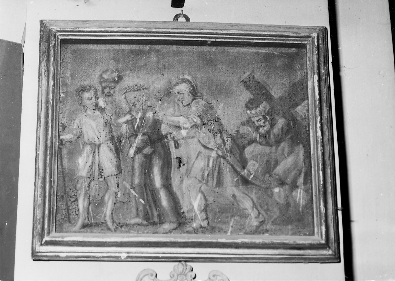 Stazione V: Gesù aiutato dal Cireneo a portare la croce (dipinto) - ambito abruzzese (sec. XVIII)