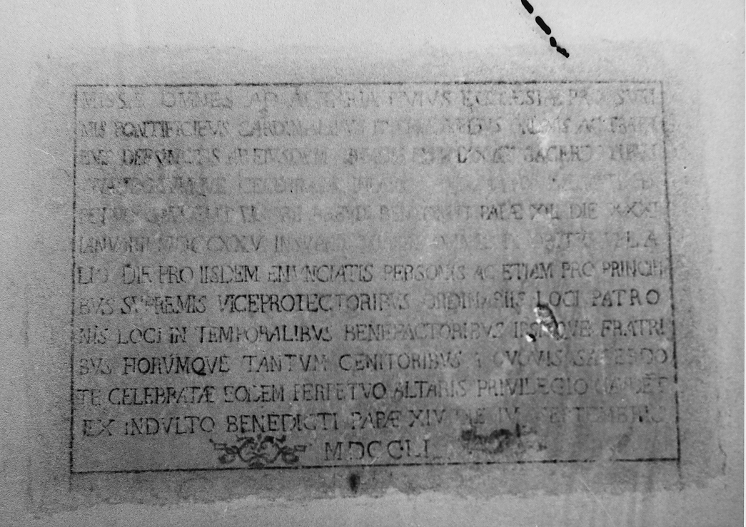 lapide documentaria, opera isolata - ambito abruzzese (sec. XVIII)