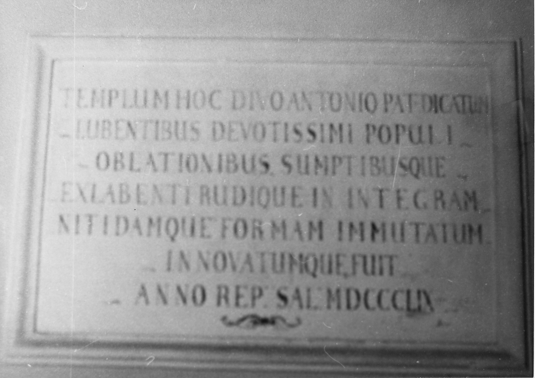 lapide documentaria, opera isolata - ambito abruzzese (sec. XIX)