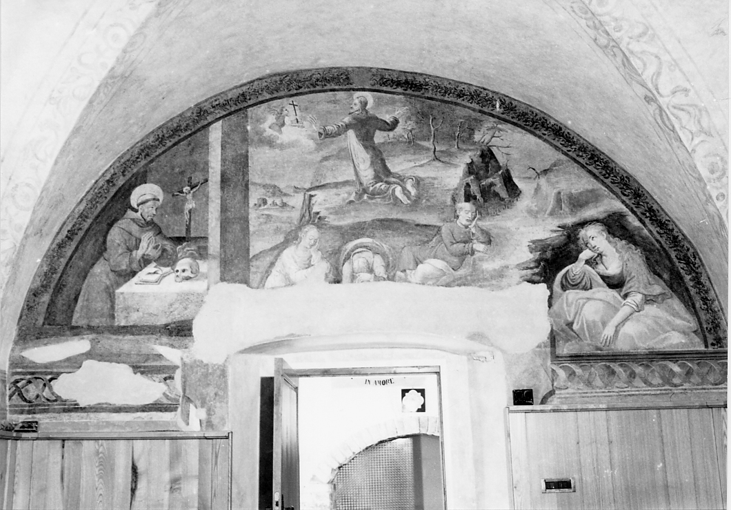 San Francesco d'Assisi in preghiera, orazione di Cristo nell'orto di Getsemani, Santa Maria Maddalena penitente (dipinto) - ambito abruzzese (seconda metà sec. XV)