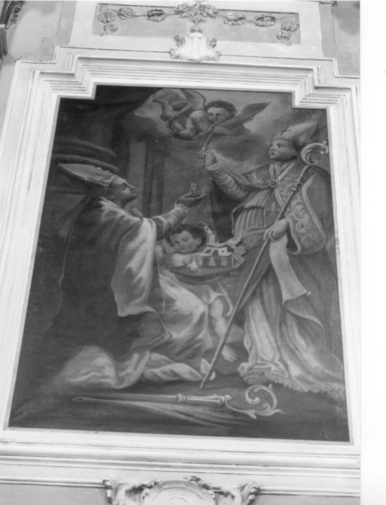 San Gennaro e Sant'Emidio offrono i simboli del martirio (dipinto, opera isolata) - ambito napoletano (secondo quarto sec. XVIII)