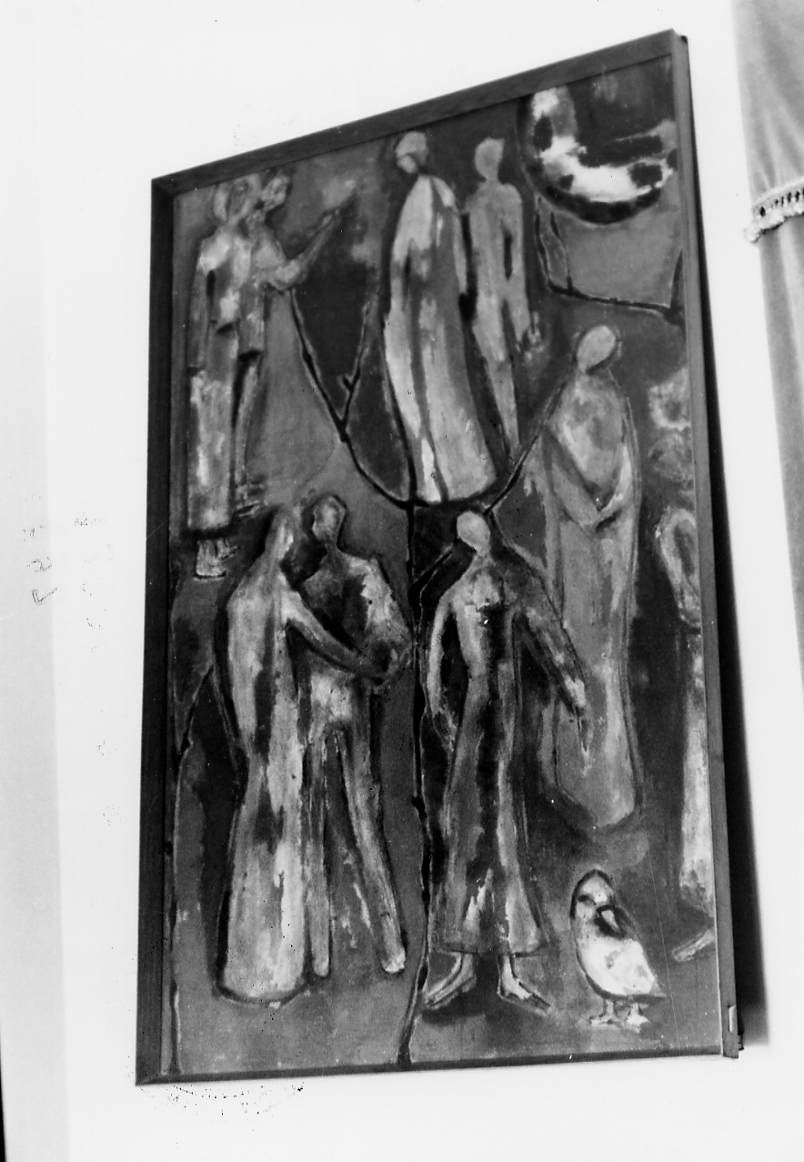 ... ed io non so chi va e chi resta .., figure di donne e di uomini in piedi (dipinto) di Albertini Gabriella (attribuito) (sec. XX)