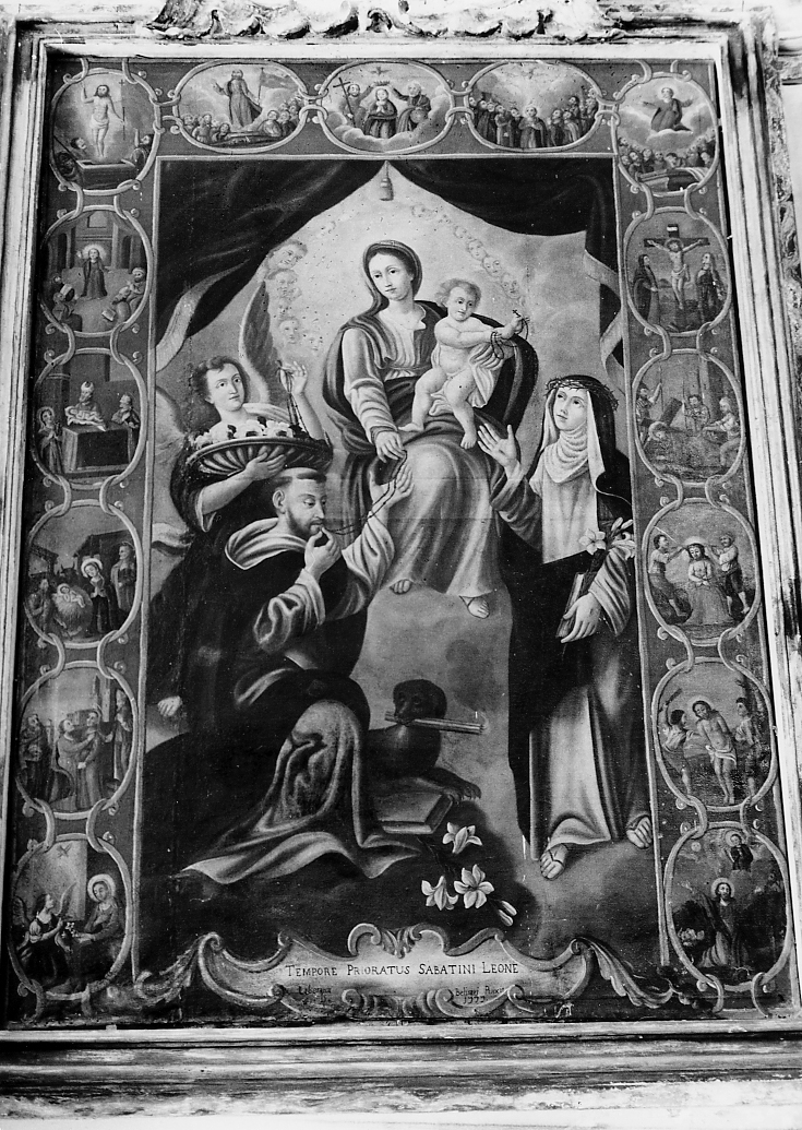 Madonna del Rosario tra San Domenico e Santa Rita (dipinto) di Belisario Liberatore (sec. XVIII)