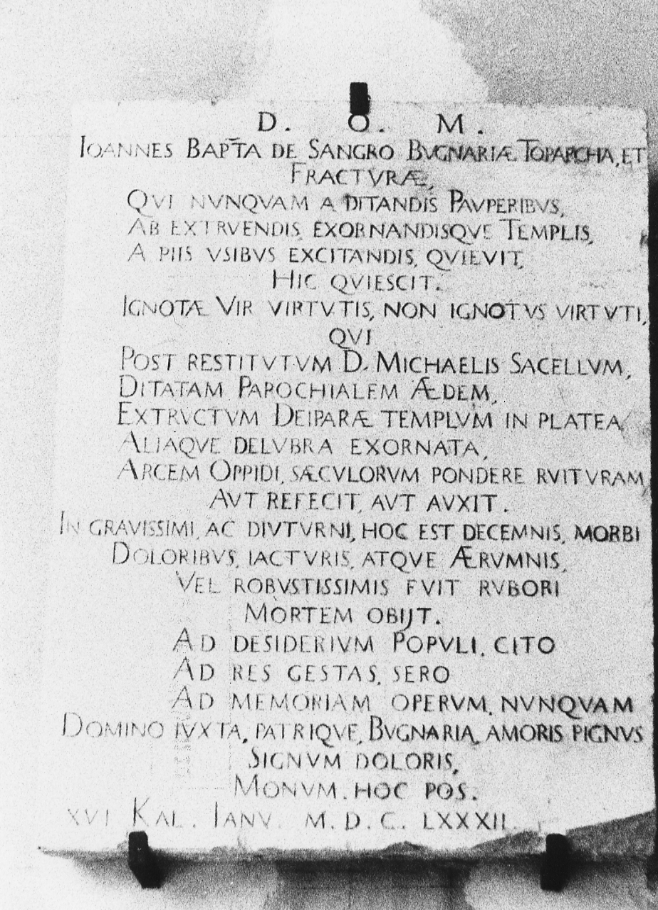 lapide, opera isolata - ambito Italia centrale (sec. XVII)