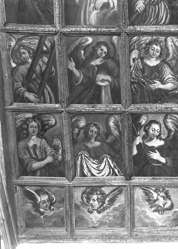 Dodici angeli con simboli della Passione (dipinto) - ambito toledano (sec. XVII)