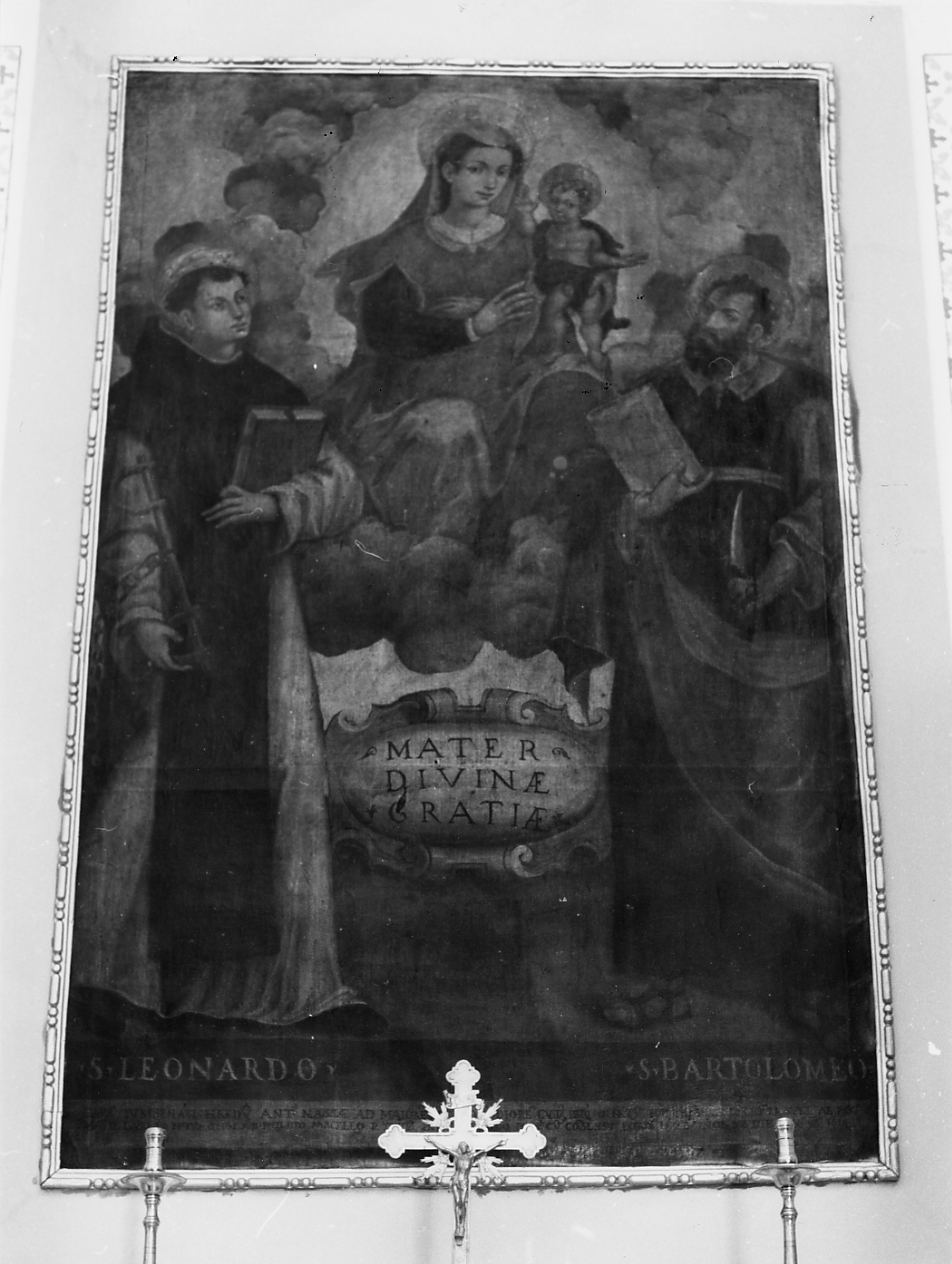 La Vergine col Bambino, S. Leonardo e S. Bartolomeo, La Vergine col Bambino, S. Leonardo e S. Bartolomeo (dipinto, opera isolata) - ambito abruzzese (sec. XVII)