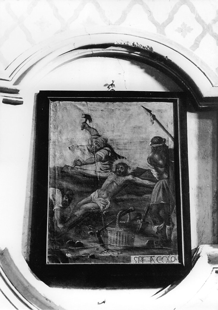 Gesù innalzato e morto in croce (dipinto) - ambito abruzzese (sec. XVII)