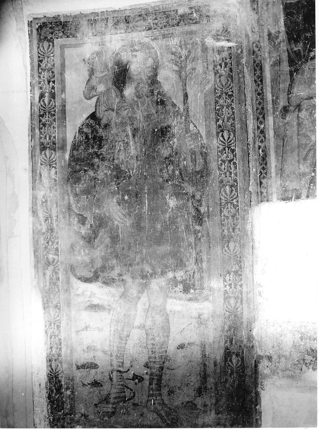 San Cristoforo guada il fiume con Gesù Bambino sulle spalle (dipinto) - ambito Italia centrale (sec. XVI)