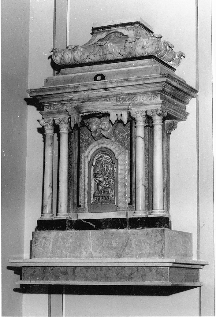 elementi architettonici con motivi decorativi e figure (tabernacolo - a tempietto, opera isolata) - ambito Italia centrale (sec. XVIII)